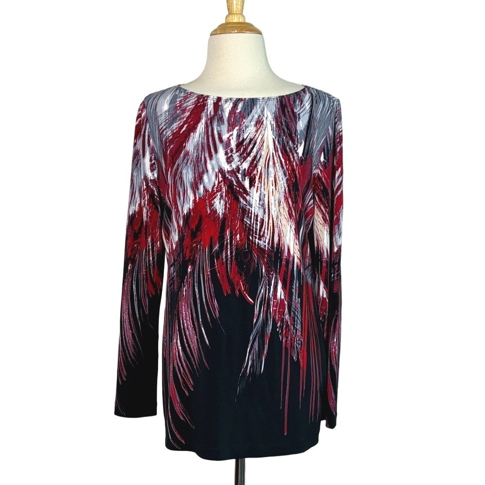 SUSAN GRAVER Liquid Knit Women Small Artsy Tunic Top Office‎ Career Travel